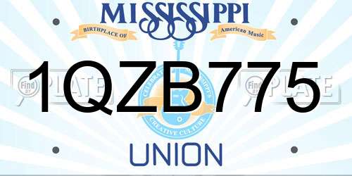 1QZB775 Mississippi License Plate