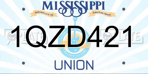 1QZD421 Mississippi License Plate