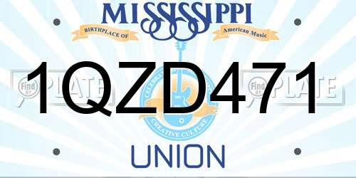 1QZD471 Mississippi License Plate