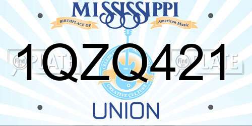 1QZQ421 Mississippi License Plate