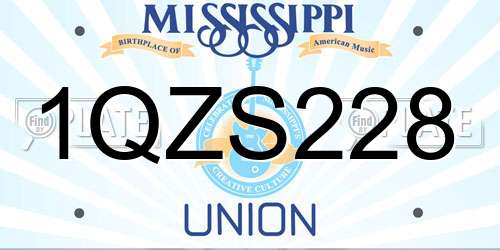 1QZS228 Mississippi License Plate
