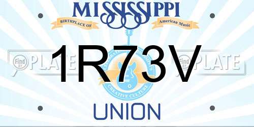 1R73V Mississippi License Plate