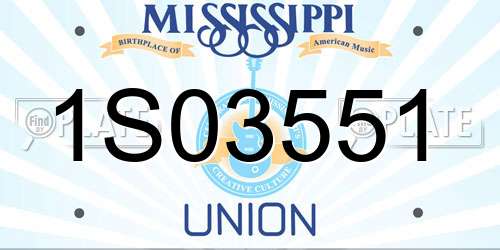 1S03551 Mississippi License Plate