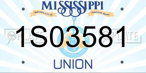 1S03581 Mississippi License Plate