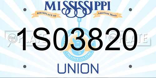 1S03820 Mississippi License Plate