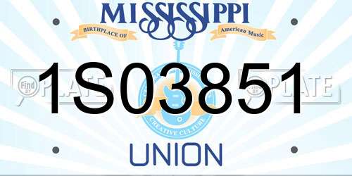 1S03851 Mississippi License Plate