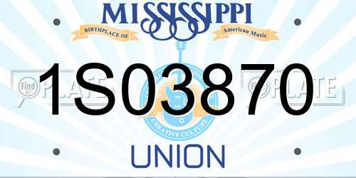 1S03870 Mississippi License Plate