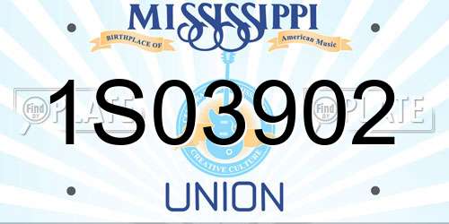 1S03902 Mississippi License Plate