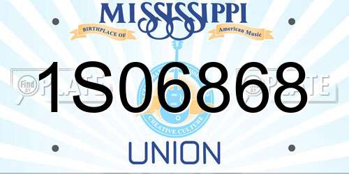 1S06868 Mississippi License Plate