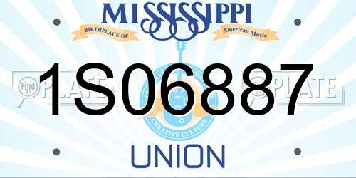 1S06887 Mississippi License Plate