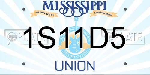 1S11D5 Mississippi License Plate