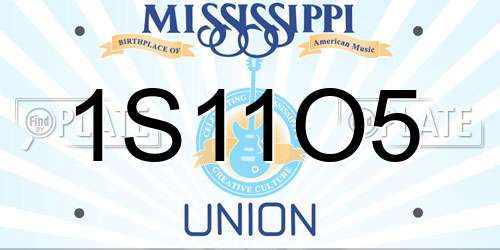 1S11O5 Mississippi License Plate