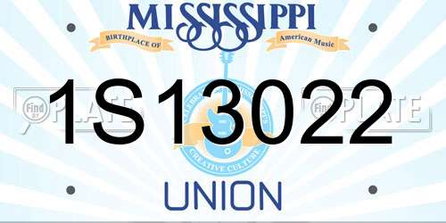 1S13022 Mississippi License Plate