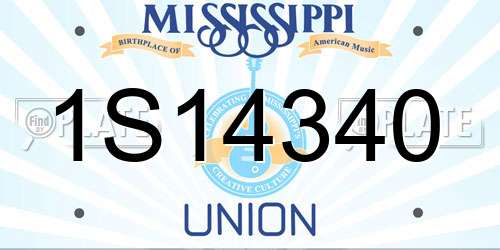 1S14340 Mississippi License Plate