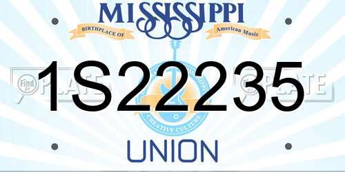 1S22235 Mississippi License Plate