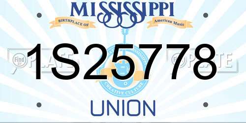 1S25778 Mississippi License Plate