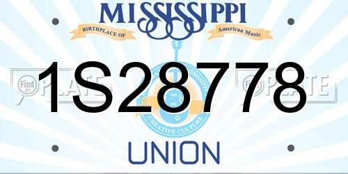 1S28778 Mississippi License Plate