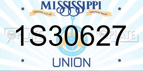 1S30627 Mississippi License Plate