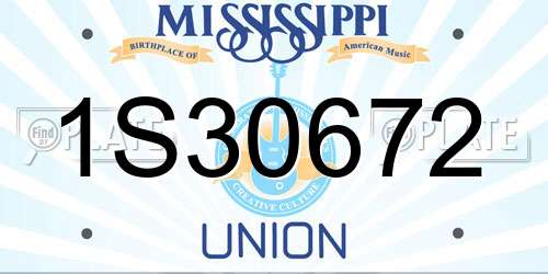1S30672 Mississippi License Plate