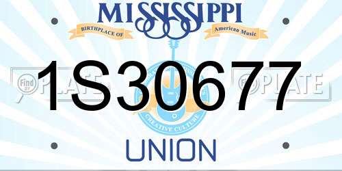 1S30677 Mississippi License Plate