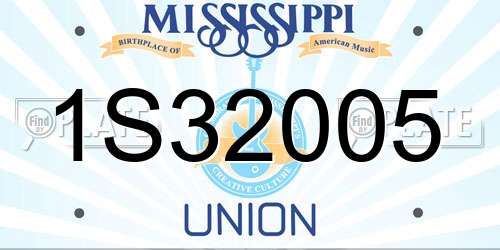 1S32005 Mississippi License Plate