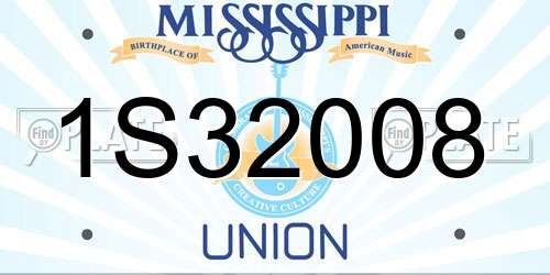 1S32008 Mississippi License Plate