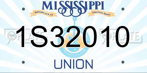 1S32010 Mississippi License Plate