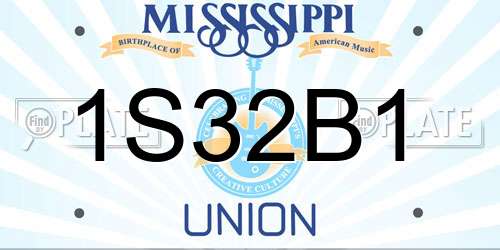 1S32B1 Mississippi License Plate