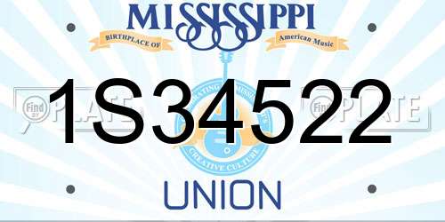 1S34522 Mississippi License Plate