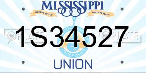 1S34527 Mississippi License Plate