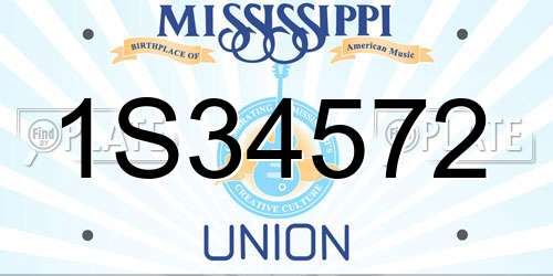1S34572 Mississippi License Plate