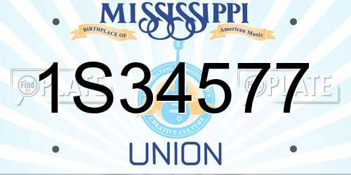 1S34577 Mississippi License Plate