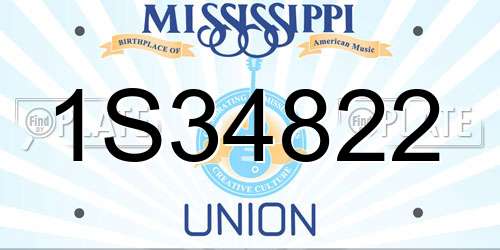 1S34822 Mississippi License Plate