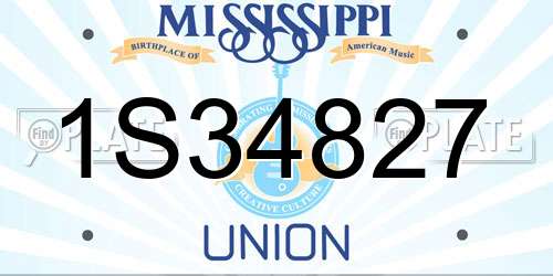 1S34827 Mississippi License Plate