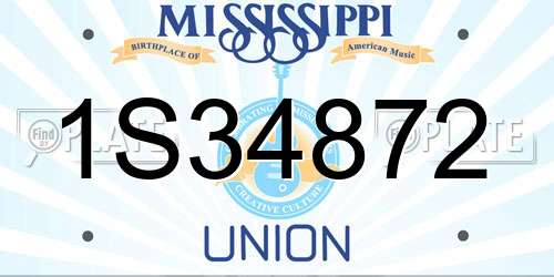 1S34872 Mississippi License Plate
