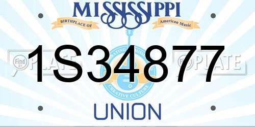 1S34877 Mississippi License Plate