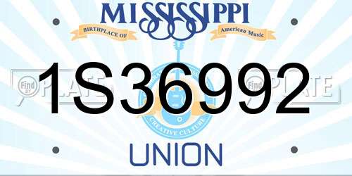 1S36992 Mississippi License Plate
