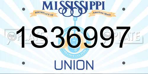 1S36997 Mississippi License Plate