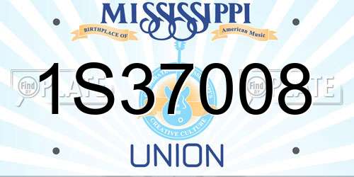 1S37008 Mississippi License Plate