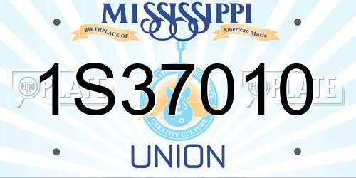 1S37010 Mississippi License Plate