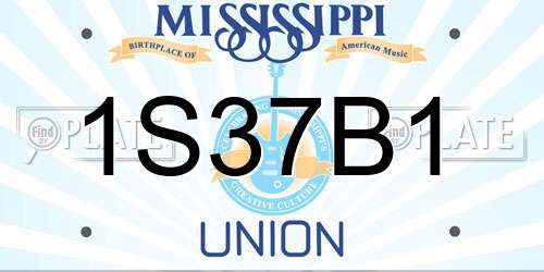 1S37B1 Mississippi License Plate