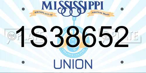 1S38652 Mississippi License Plate
