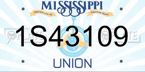 1S43109 Mississippi License Plate