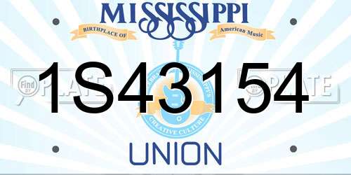 1S43154 Mississippi License Plate