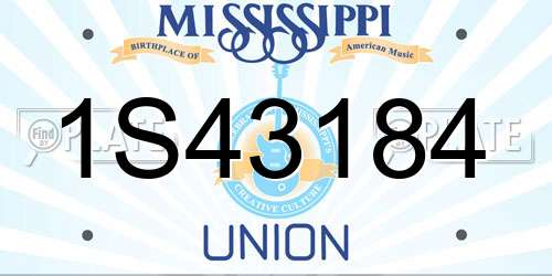 1S43184 Mississippi License Plate