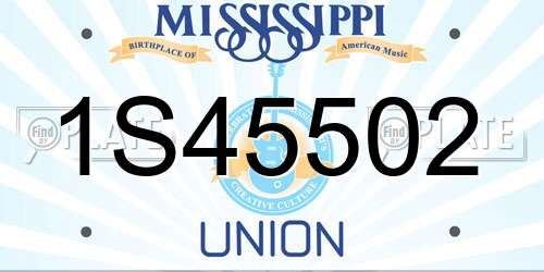 1S45502 Mississippi License Plate