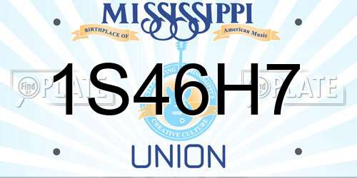 1S46H7 Mississippi License Plate