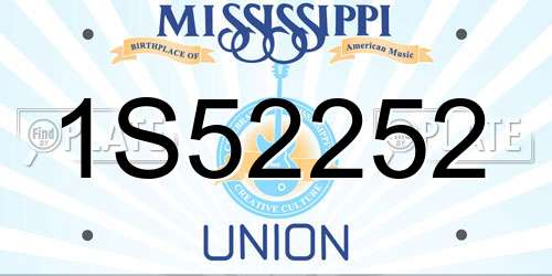 1S52252 Mississippi License Plate