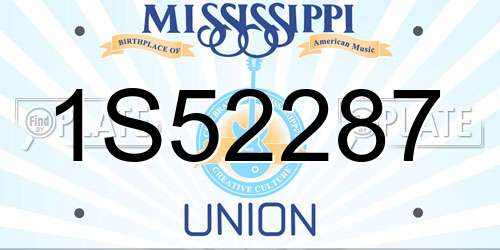 1S52287 Mississippi License Plate