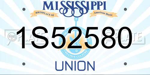 1S52580 Mississippi License Plate